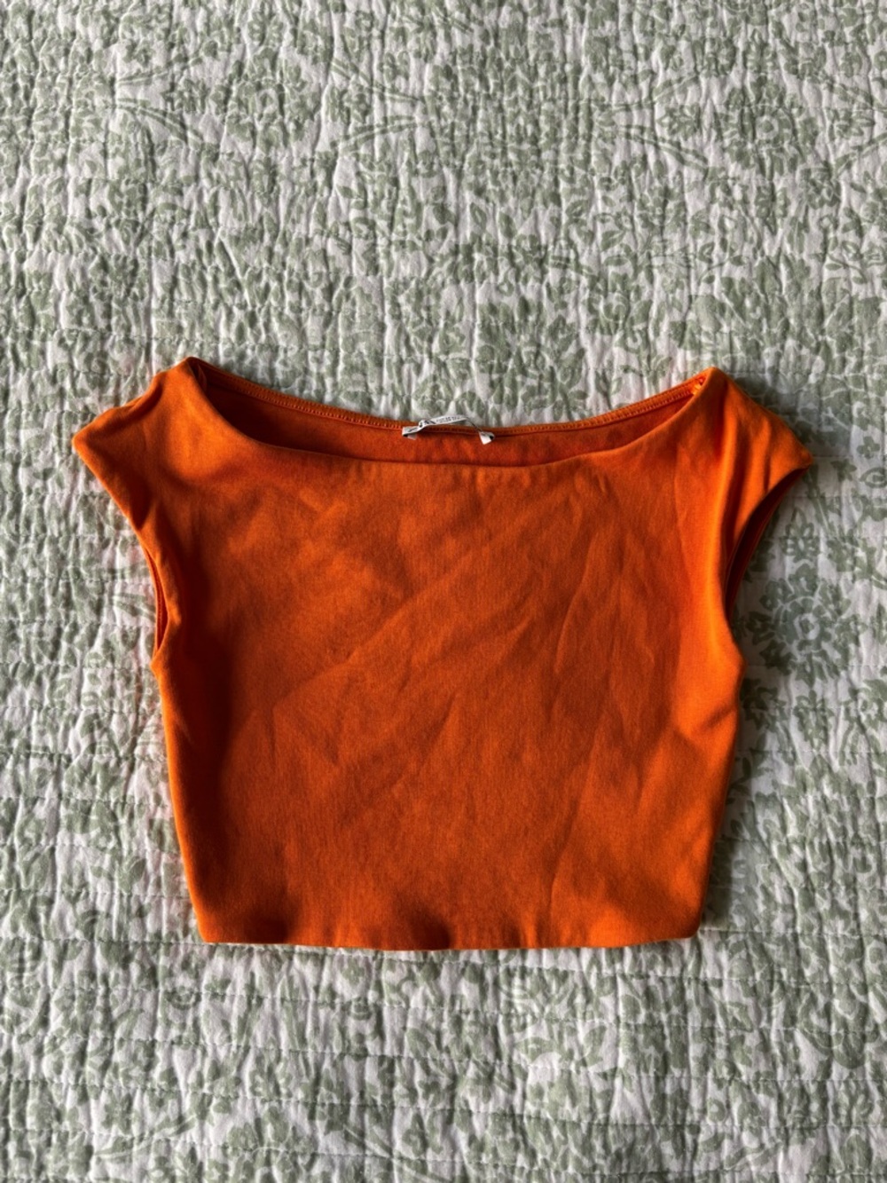 Zara Orange Boatneck Crop Top